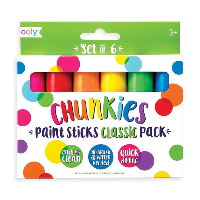 Tempera Paint Sticks - Classic Brights - Chunkies - Set of 6 - OOLY