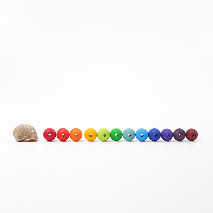 60 Wooden Small Beads - Rainbow Wood Beads - Grimm's