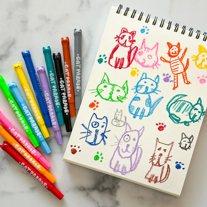 Cat Parade - Twist-Up Gel Crayons Kitty Cat - Set of 12 - OOLY