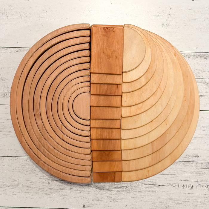Natural Rainbow, Semi Circles, and Building Boards - Natural Building Bundle - Grimm's Wooden Toys
