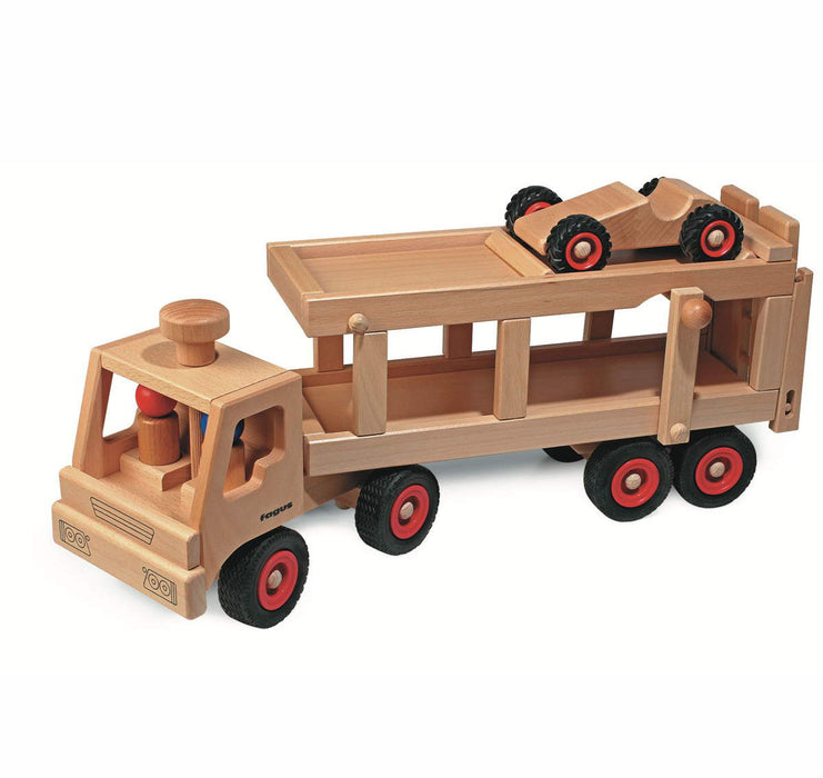 Fagus - Car Transporter with 3 Wooden Cars