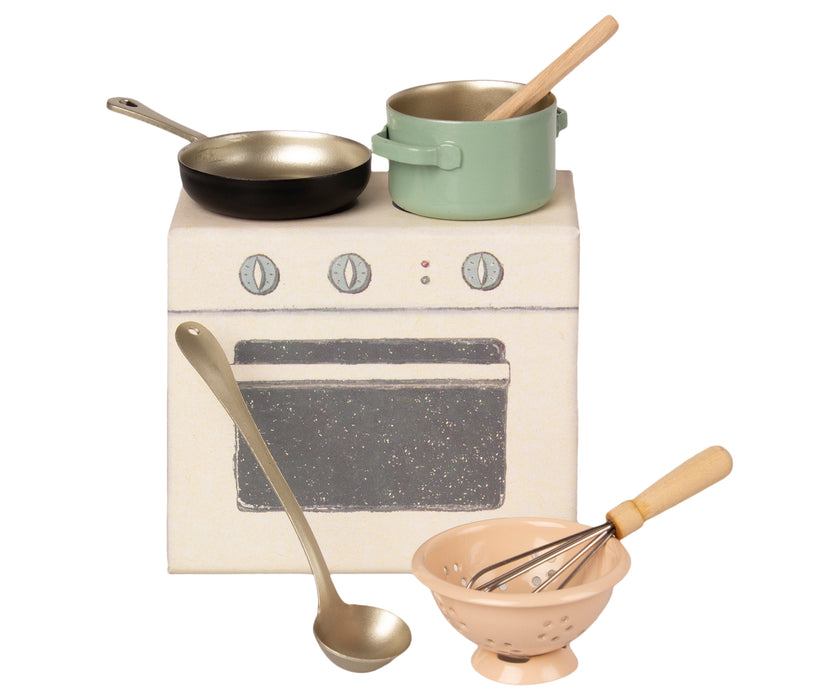 Cooking Set with Pot and Colander - Maileg - Mouse Kitchen box Set