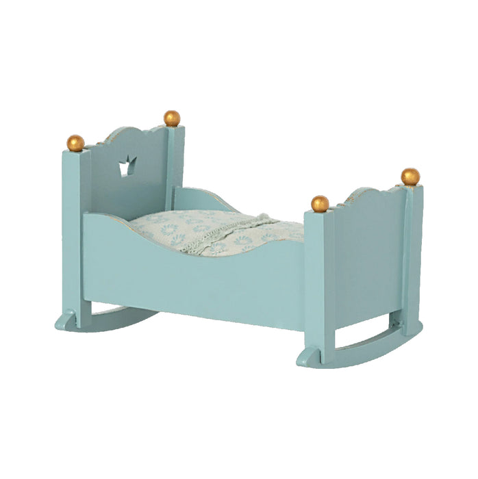 Wooden Baby Mouse Cradle - Maileg - Blue