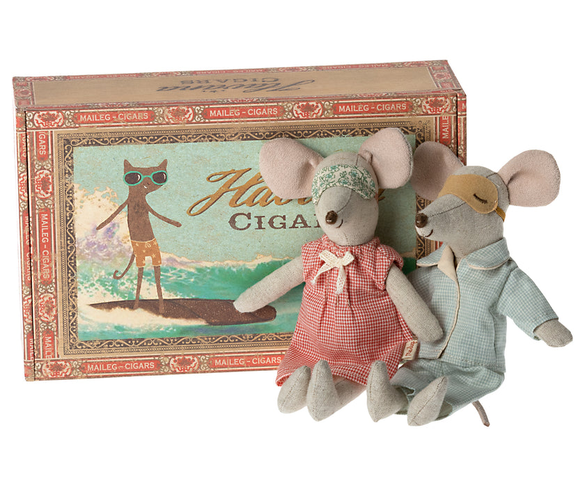 Mom & Dad Mouse in a Cigar box
