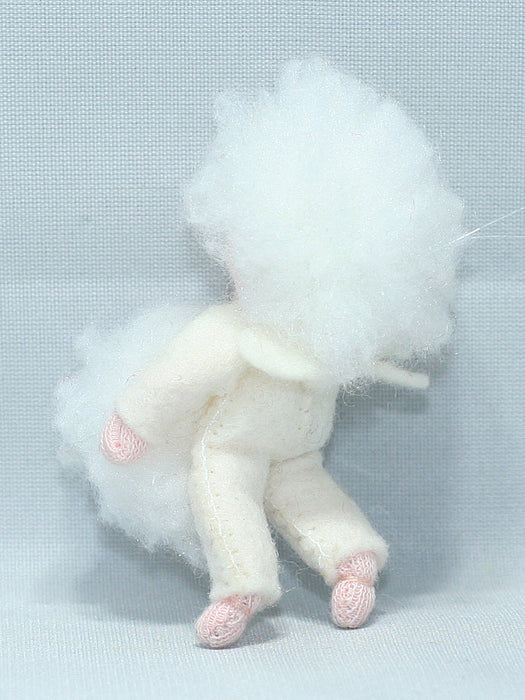 Winter Fairy - Snow Baby W/ Snowball - Miniature Hanging felt doll - Ambrosius Flower Fairies