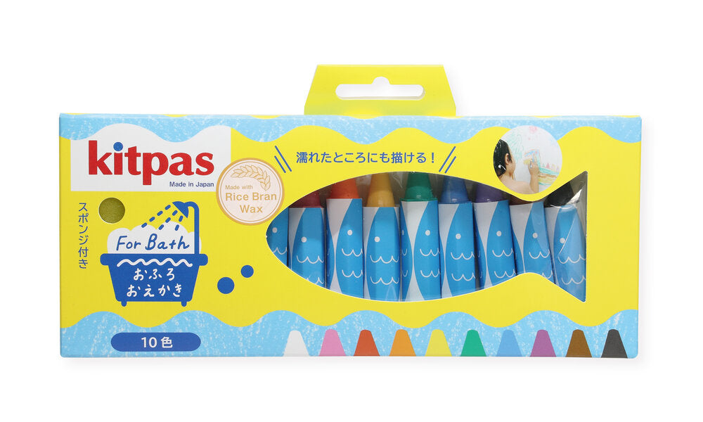 Bath Crayons - 10 colors with sponge - Kitpas