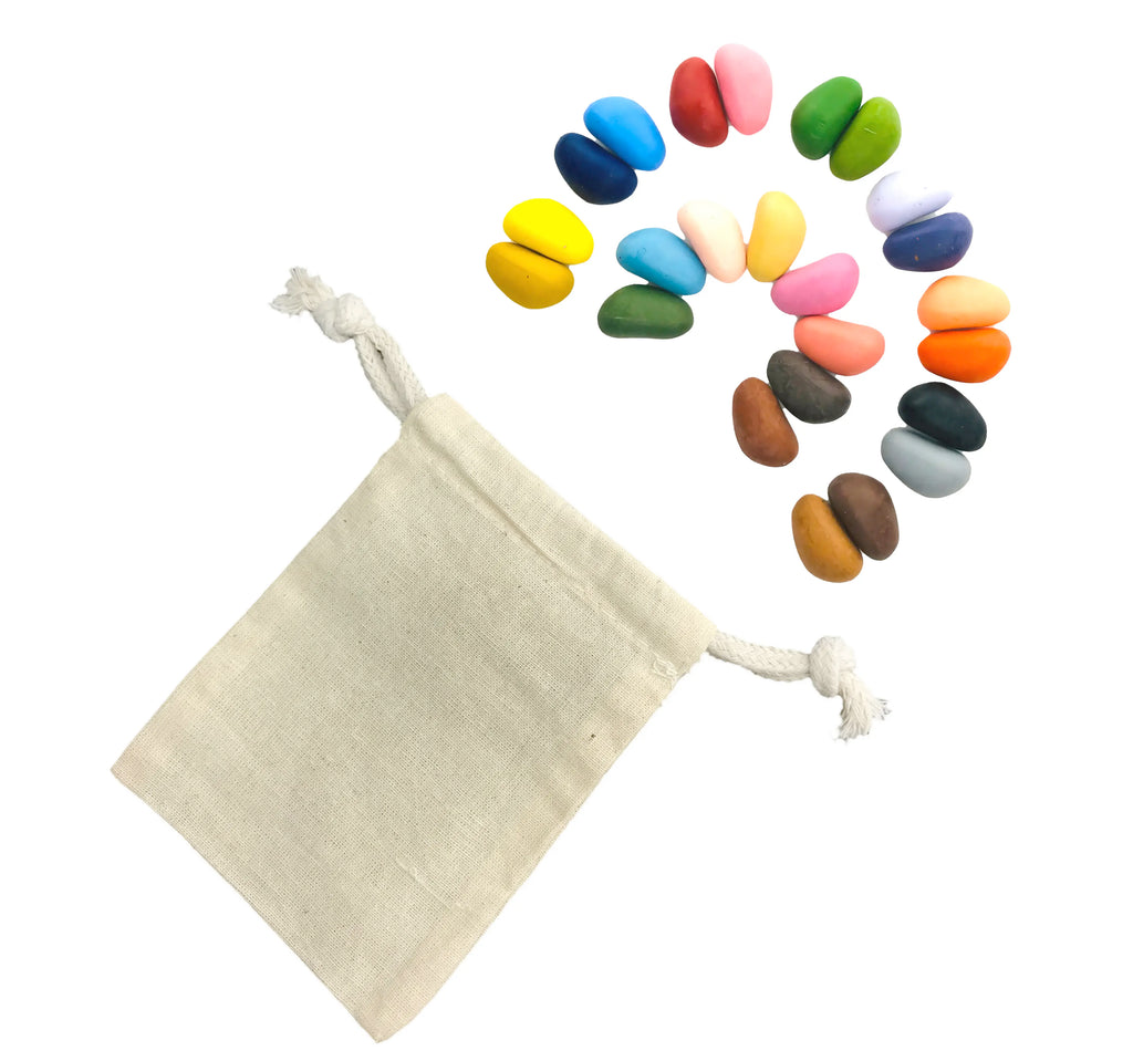 24 - Eco Soy Rock Crayons in a Muslin Bag - Crayon Rocks — Oak & Ever