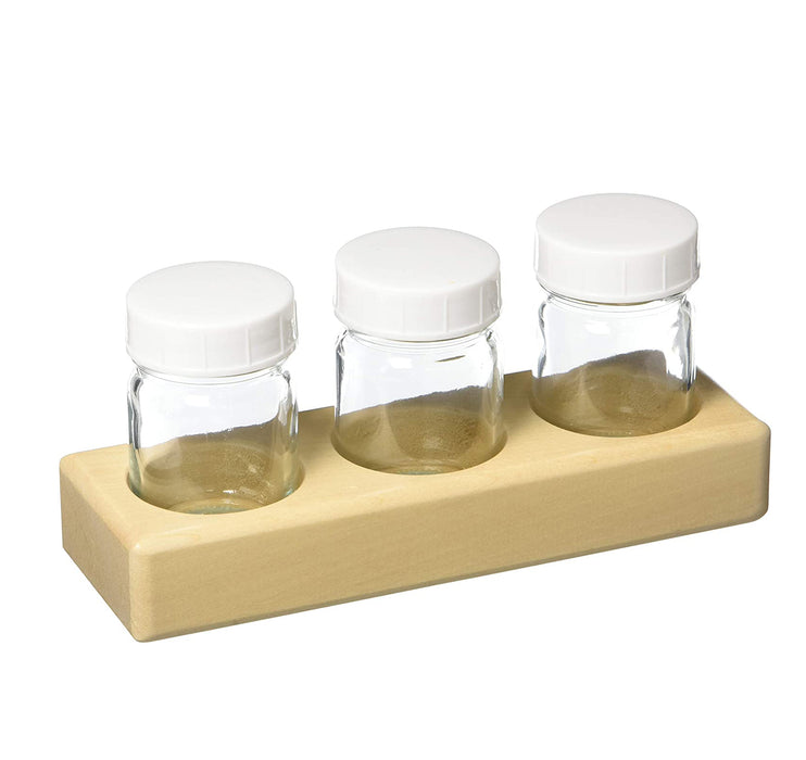 Wooden Paint Jar Holder and Glass Jars with Lids - 3 Jars