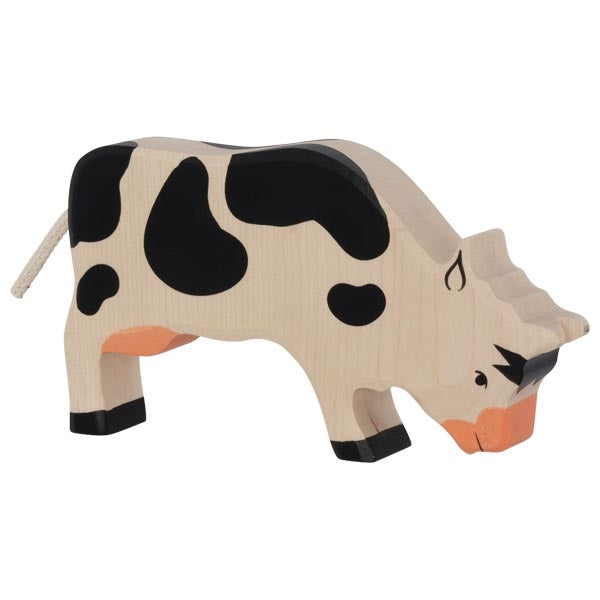 HOLZTIGER - Wooden Animal - Black and White Cow Grazing