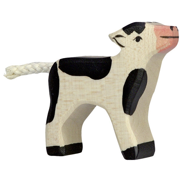 HOLZTIGER - Wooden Animal - Black and White Calf (Small)