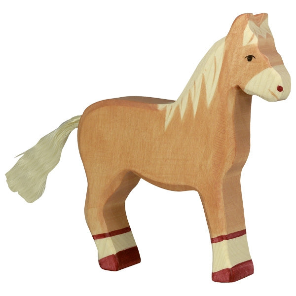 HOLZTIGER - Wooden Animal - Light Brown Horse Standing