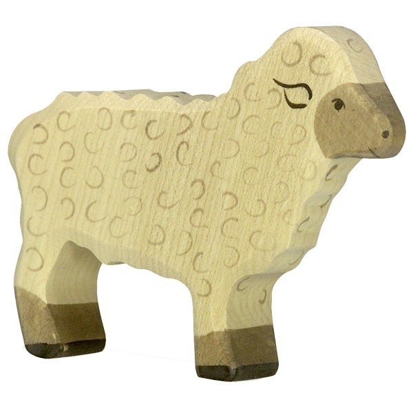 HOLZTIGER - Wooden Animal - White Sheep Standing