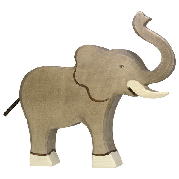 HOLZTIGER - Wooden Animal - Elephant With a Trunk Raised