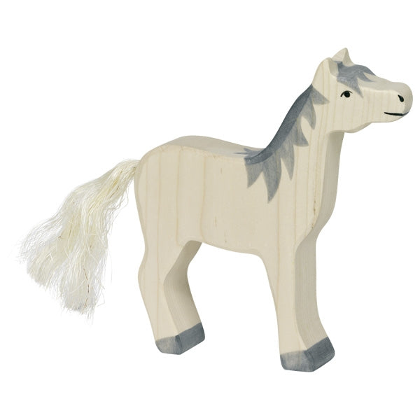 HOLZTIGER - Wooden Animal - White horse with a grey mane