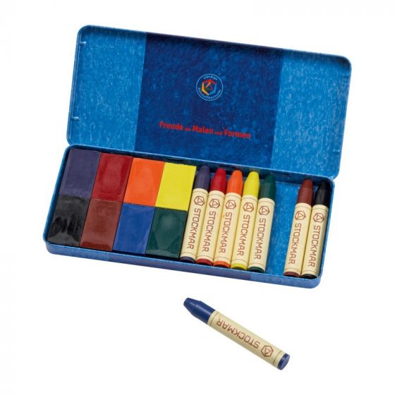 Stockmar Bees Wax Crayons in a Tin Case - 8 Blocks & 8 Sticks