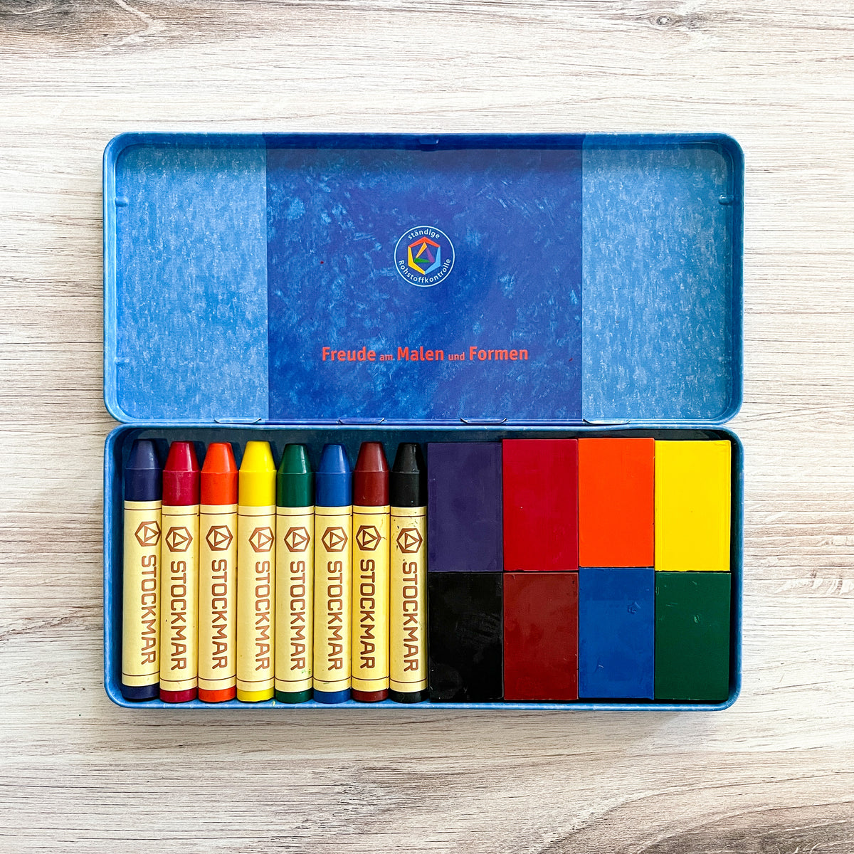 Stockmar Beeswax Block Crayons - 8 Standard Colours in a Tin 