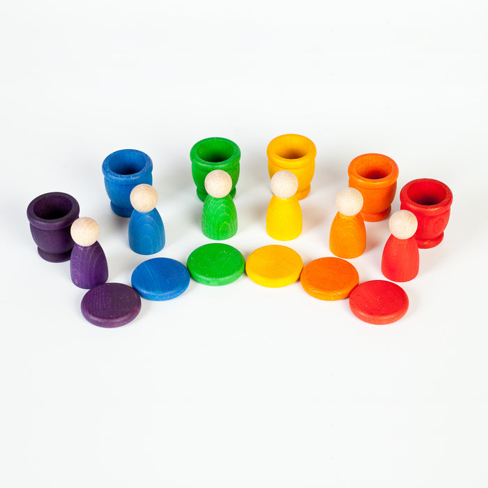 Rainbow Nins, Mates, and Coins – 18 Piece Rainbow loose parts Set – Grapat