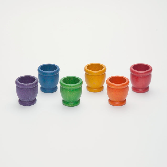 6 Grapat Mates – Six Rainbow Wooden Cups for Peg People