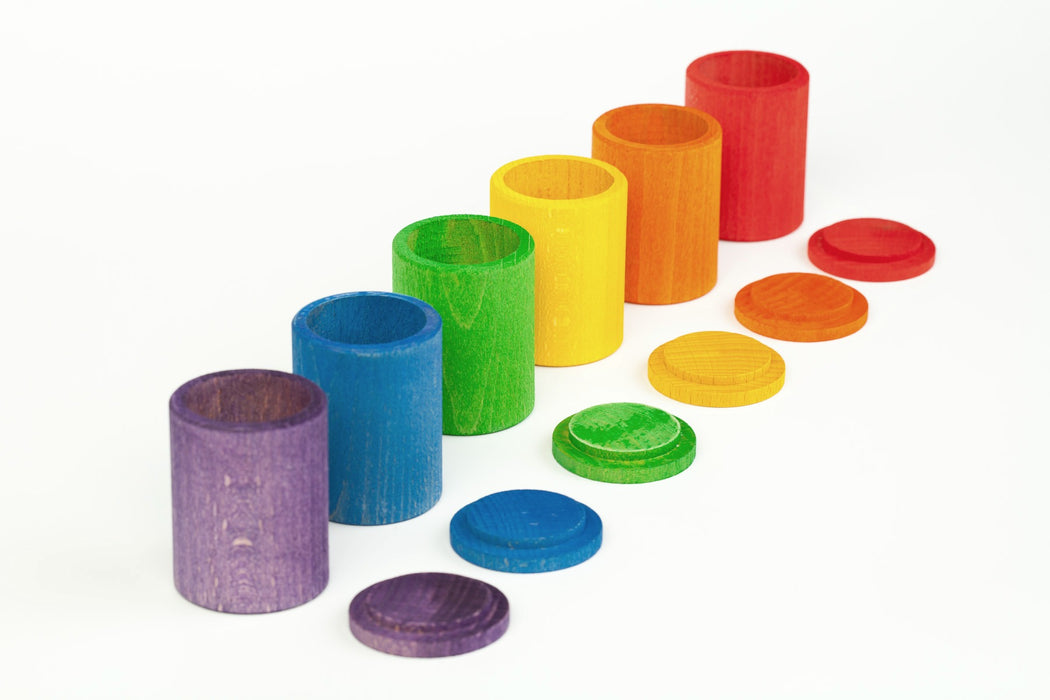 Set of 6 Colored Sorting Cups with Lids - Grapat