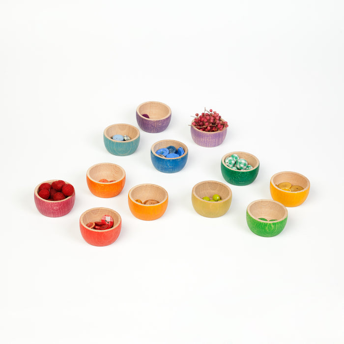 12 Grapat Bowls – Twelve Montessori Sorting Bowls – Rainbow