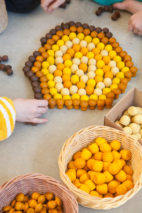 Mandala Pieces – 36 Yellow Honeycombs – Loose Parts - Grapat