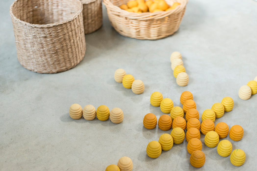 Mandala Pieces – 36 Yellow Honeycombs – Loose Parts - Grapat