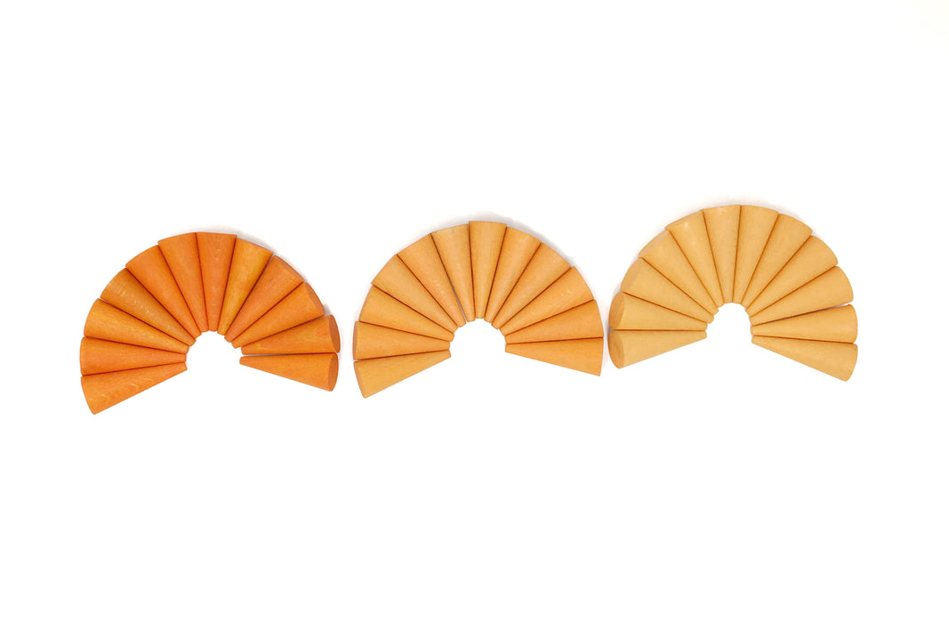 Mandala Pieces – 36 Orange Cones – Loose Parts - Grapat