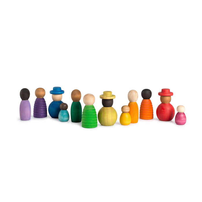 Grapat Together – Twelve Rainbow Wooden Peg People