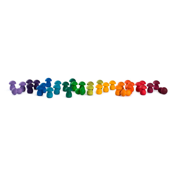 Mandala Pieces – 36 Rainbow Mushrooms – Loose Parts - Grapat
