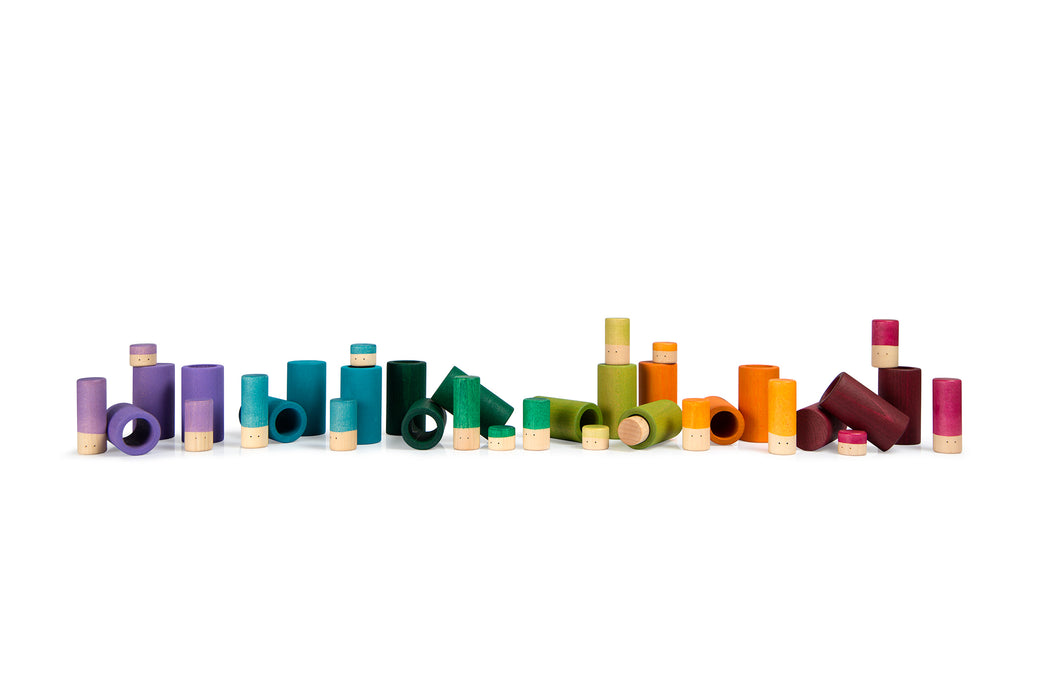 Grapat La - Half Lola - Complementary Colors – Stacking, Sorting Tube and Peg People Set