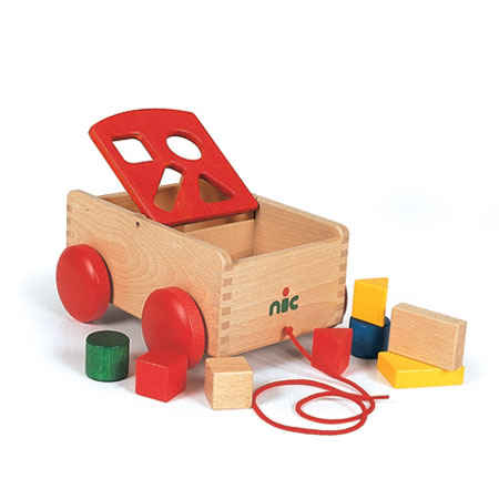 Wooden Pull Wagon - Shape Sorter - Nic Toys