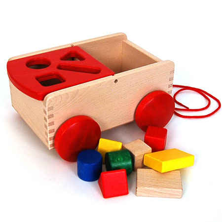 Wooden Pull Wagon - Shape Sorter - Nic Toys