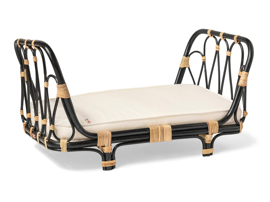 Rattan Day Bed for Dolls  - Poppie Daybed Black Edition - Poppie Toys