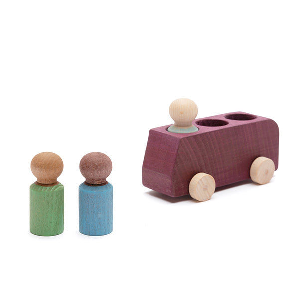 Plum Bus Toy Car with 3 Peg People - Lubulona