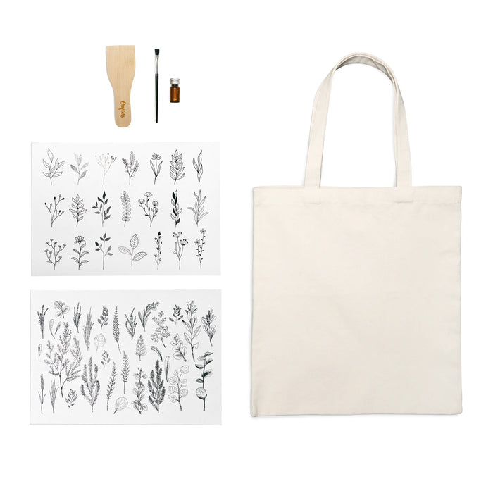 Canvas Tote DIY Image Transfer Kit - Floral Tote Bag Kit - DIY Image Transfer