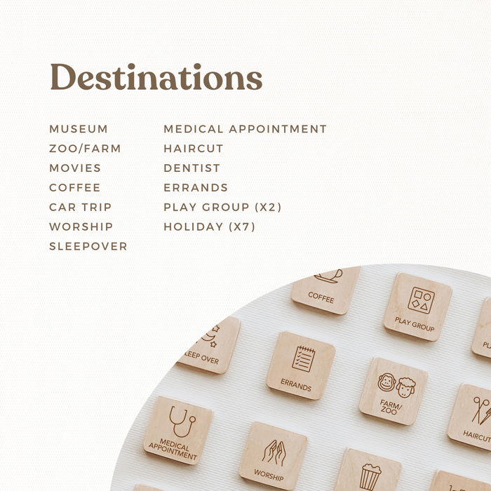 Destinations Set - For Little Agenda and Routine Helper - Wooden Magnetic Tiles - Second Scout