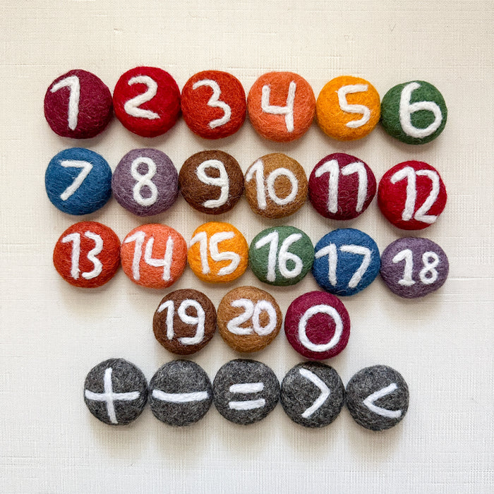 Counting Coins - Number Felted Coins - Earth Tones