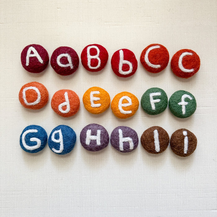 Lowercase Coins - Alphabet Felted Coins - Natural Colors
