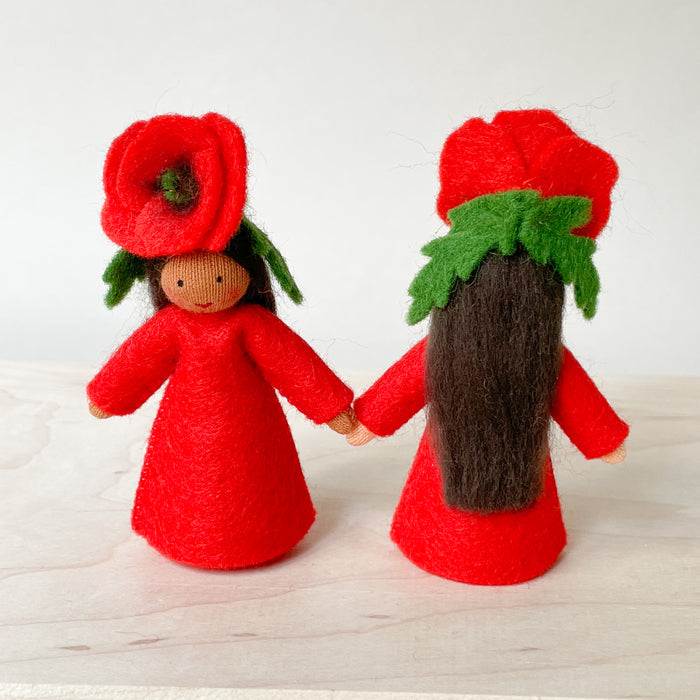Summer Flower Fairy - Red Poppy Fairy - Flower Hat Fairy