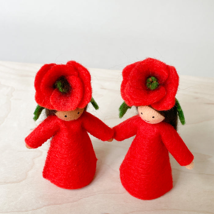 Summer Flower Fairy - Red Poppy Fairy - Flower Hat Fairy