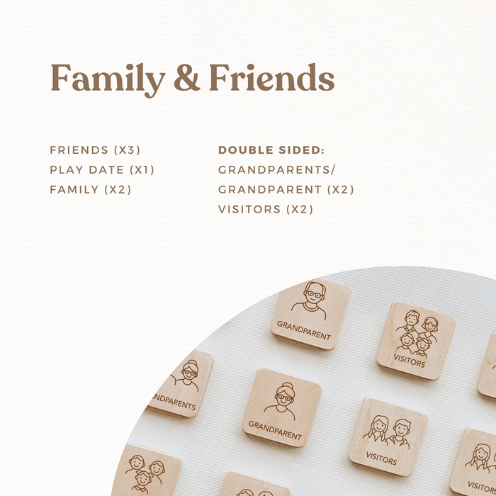 Family & Friends Set - For Little Agenda and Routine Helper - Wooden Magnetic Tiles - Second Scout