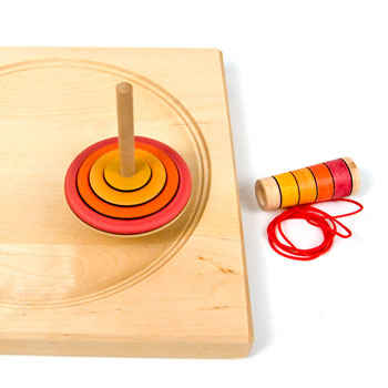 My First Spinning Top - Wooden Spining Top With Pull String - Mader