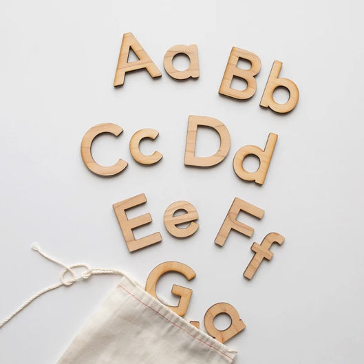 Wooden Alphabet Set • Montessori Movable Alphabet Upper & Lowercase Maple - Gladfolk