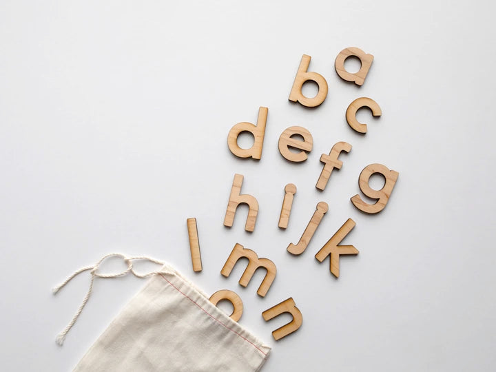 Wooden Alphabet Set • Montessori Movable Alphabet Upper & Lowercase Maple - Gladfolk