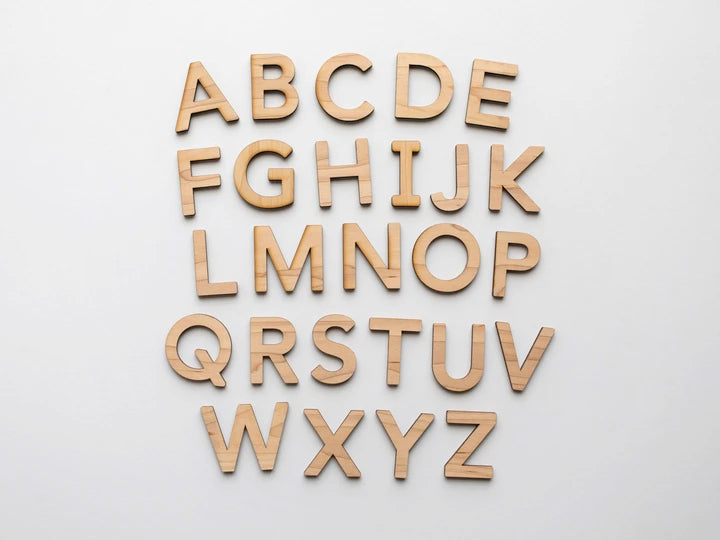Wooden Alphabet Set • Montessori Movable Alphabet Upper & Lowercase Maple - Gladfolk