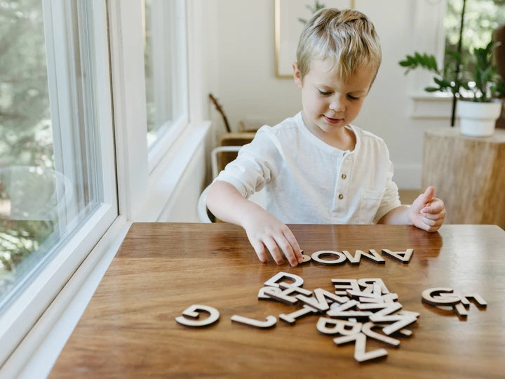 Wooden Alphabet Set • Montessori Movable Alphabet Upper & Lowercase Maple - Gladfolk