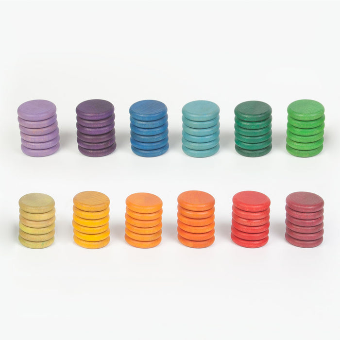 72 Wooden Coins in 12 Colors – Grapat