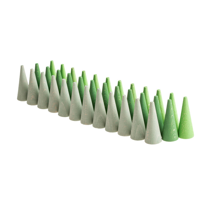 Mandala Pieces – 36 Green Cones – Loose Parts - Grapat