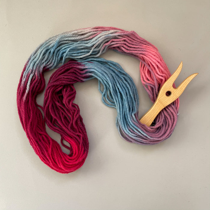 Knitting Fork with Organic Wool Yarn - Red/Pink