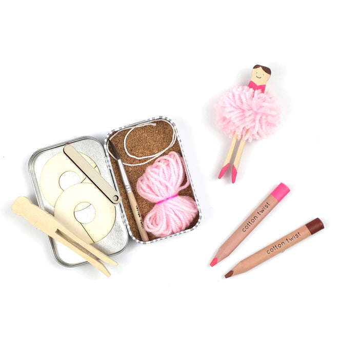 Pom Pom Ballerina Craft Tin - Pom Pom Gift Set -  Kids Craft Kit